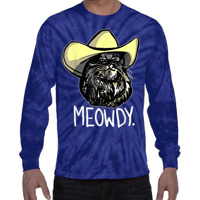 Meowdy Texas Cat Meme Tie-Dye Long Sleeve Shirt