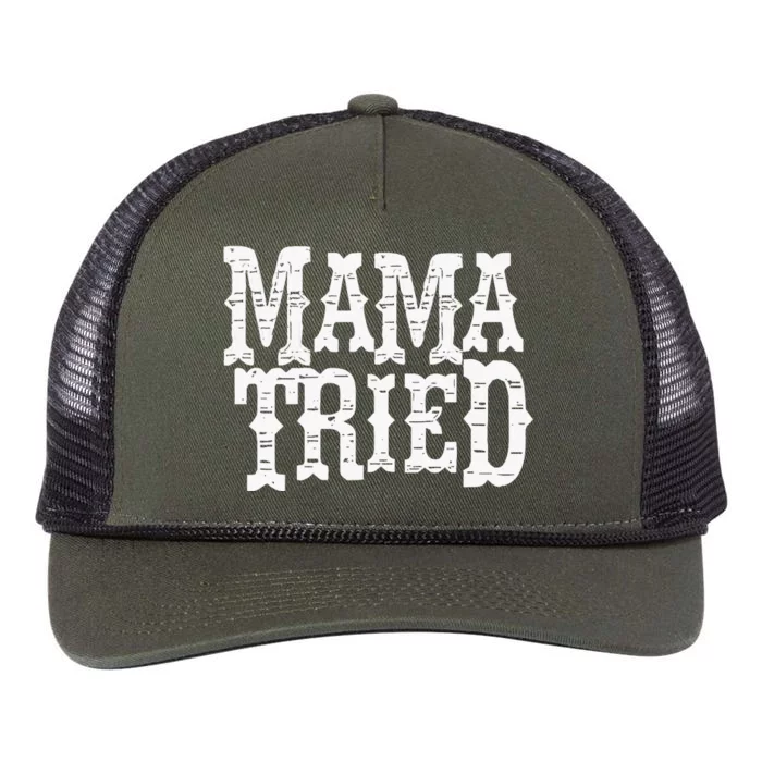 Mama Tried Country Outlaw Music Retro Rope Trucker Hat Cap