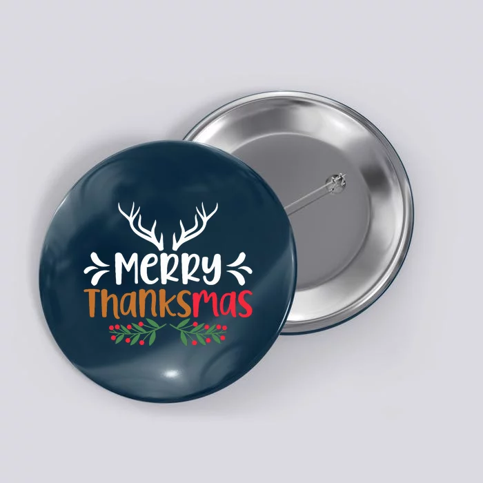 Merry Thanksmas Christmas Thanksgiving Turkey Santa Button