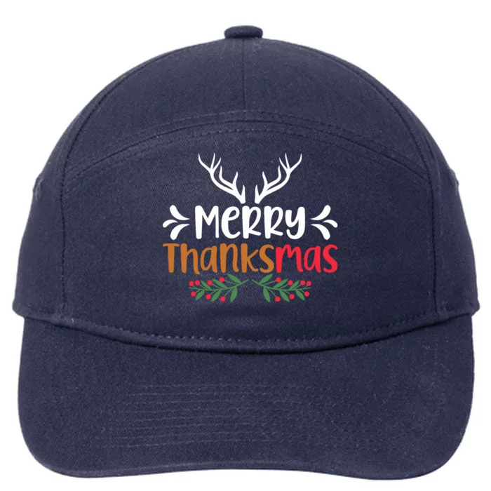 Merry Thanksmas Christmas Thanksgiving Turkey Santa 7-Panel Snapback Hat