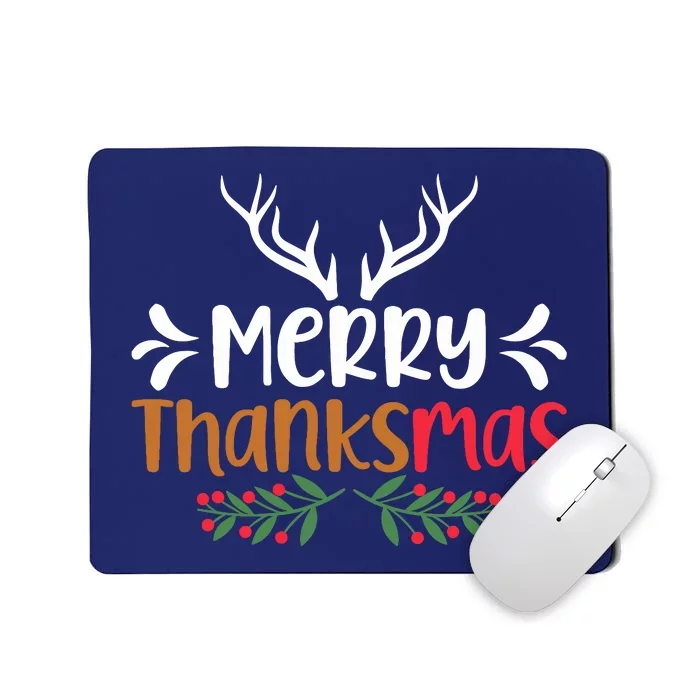 Merry Thanksmas Christmas Thanksgiving Turkey Santa Mousepad