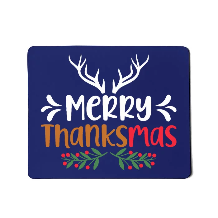 Merry Thanksmas Christmas Thanksgiving Turkey Santa Mousepad