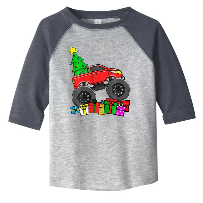 Monster Truck Christmas Tree Toddler Fine Jersey T-Shirt