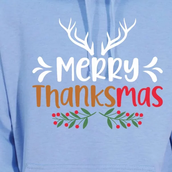 Merry Thanksmas Christmas Thanksgiving Turkey Santa Long Sleeve Unisex Surf Hoodie