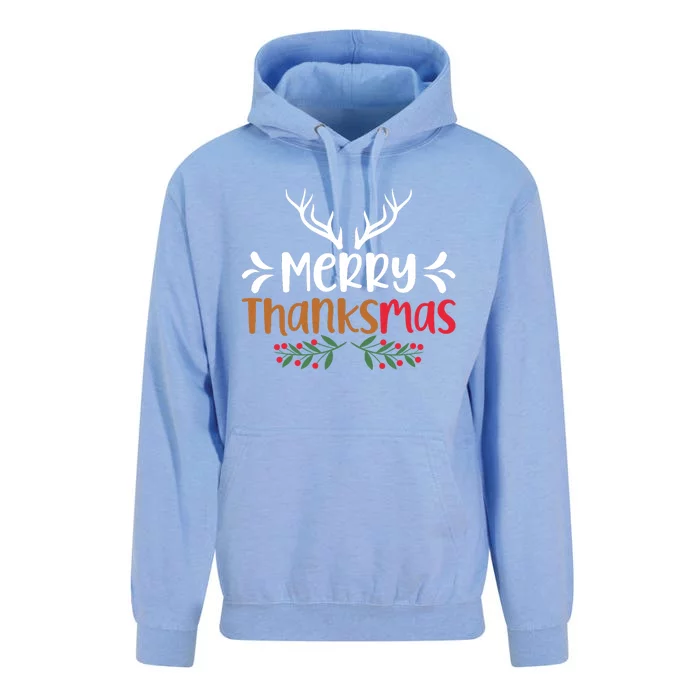 Merry Thanksmas Christmas Thanksgiving Turkey Santa Long Sleeve Unisex Surf Hoodie