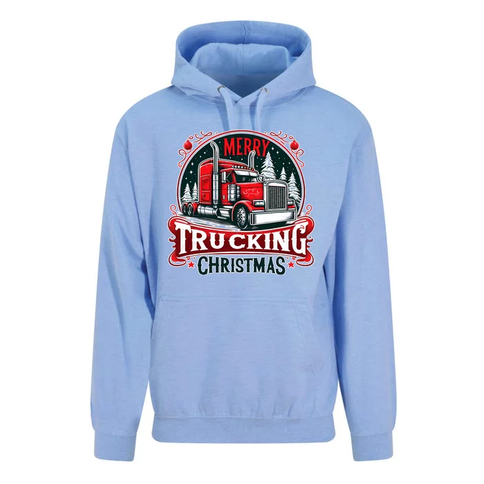 Merry Trucking Christmas Cool Truck Driver Funny Trucker Unisex Surf Hoodie