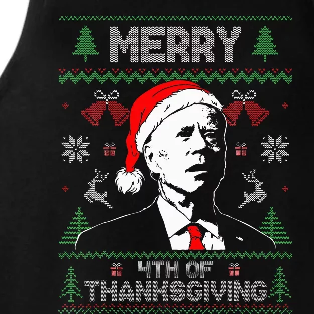 Merry Thanksgiving Christmas Ugly Funny Santa Joe Biden Ladies Tri-Blend Wicking Tank