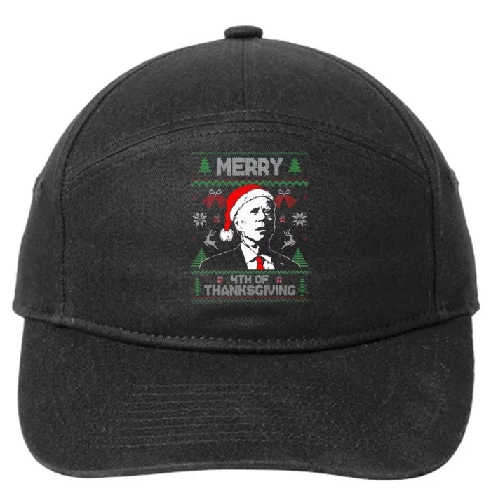 Merry Thanksgiving Christmas Ugly Funny Santa Joe Biden 7-Panel Snapback Hat