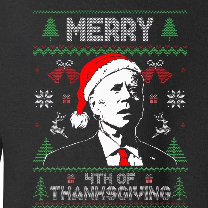 Merry Thanksgiving Christmas Ugly Funny Santa Joe Biden Toddler Sweatshirt