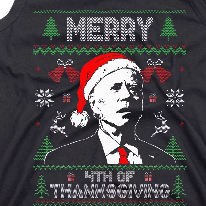 Merry Thanksgiving Christmas Ugly Funny Santa Joe Biden Tank Top