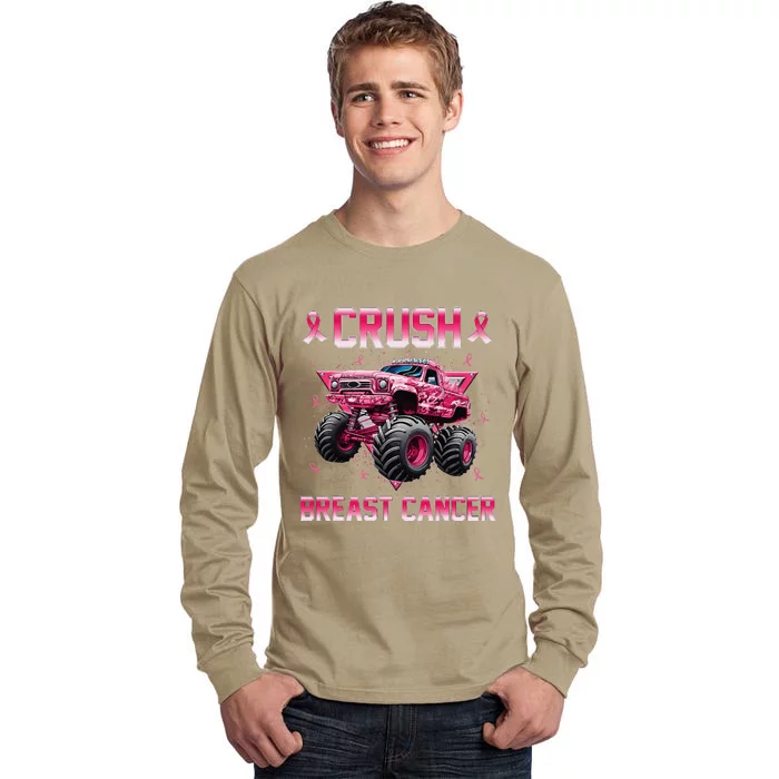 Monster Truck Crush Breast Cancer Awareness Gift Tall Long Sleeve T-Shirt