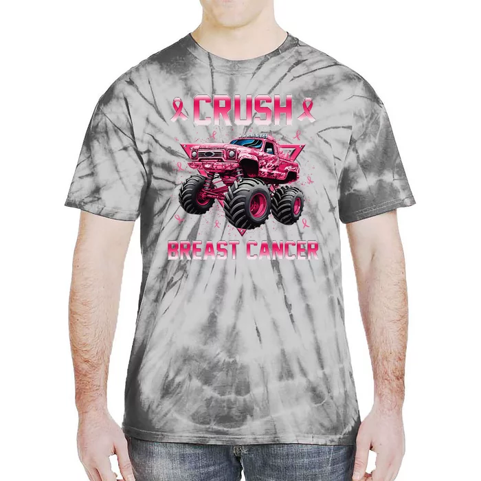 Monster Truck Crush Breast Cancer Awareness Gift Tie-Dye T-Shirt