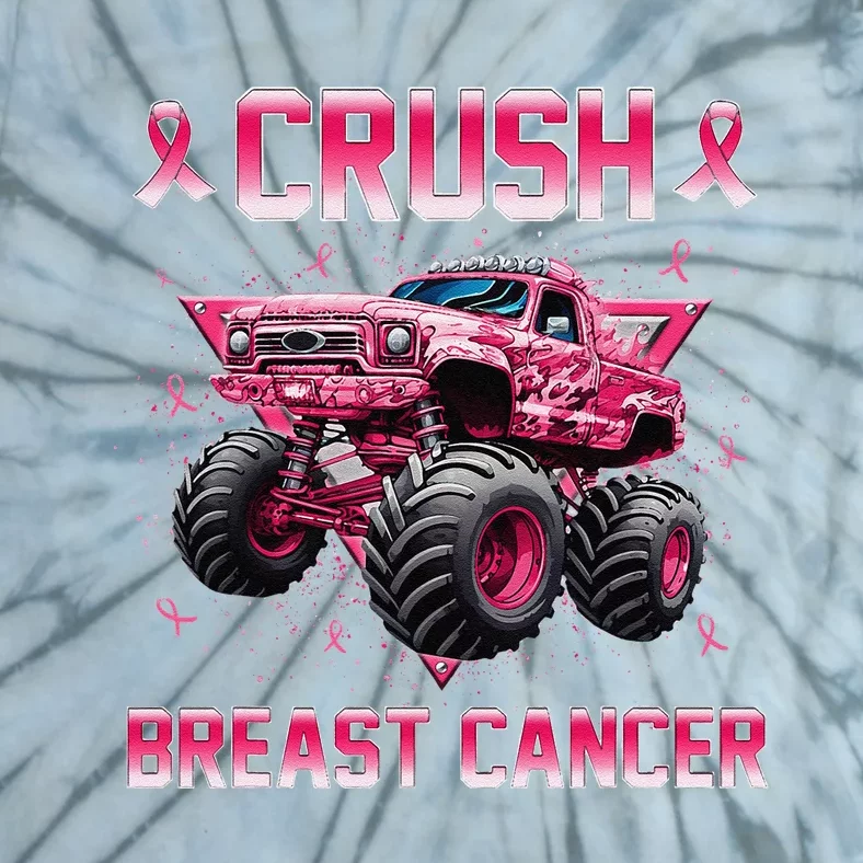 Monster Truck Crush Breast Cancer Awareness Gift Tie-Dye T-Shirt