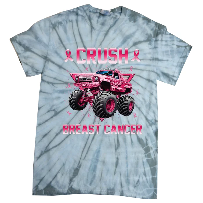 Monster Truck Crush Breast Cancer Awareness Gift Tie-Dye T-Shirt