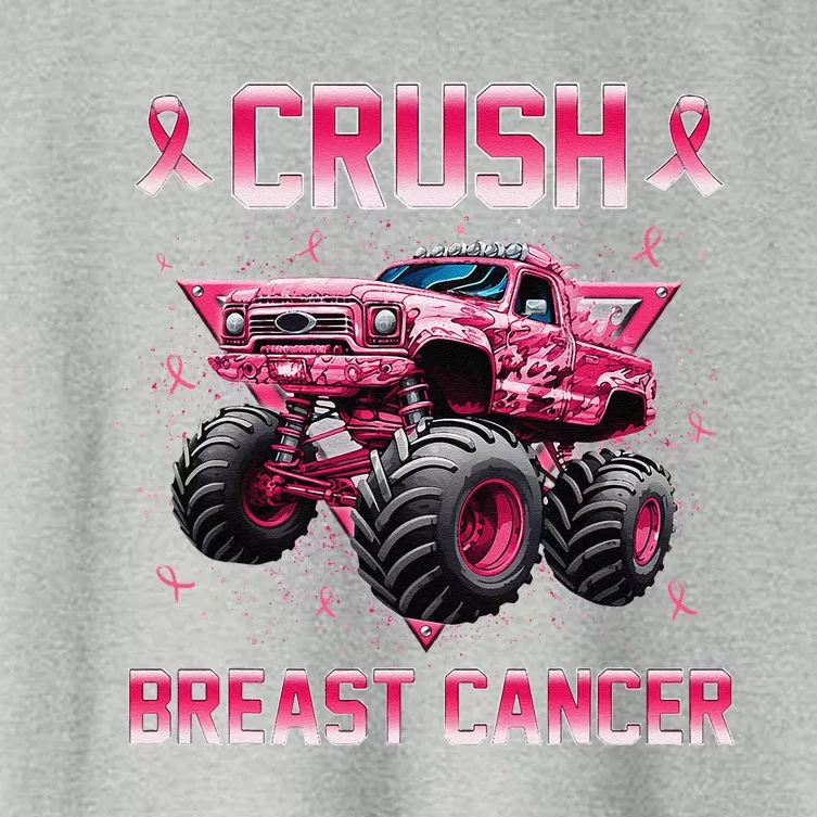 Monster Truck Crush Breast Cancer Awareness Gift Women's Crop Top Tee