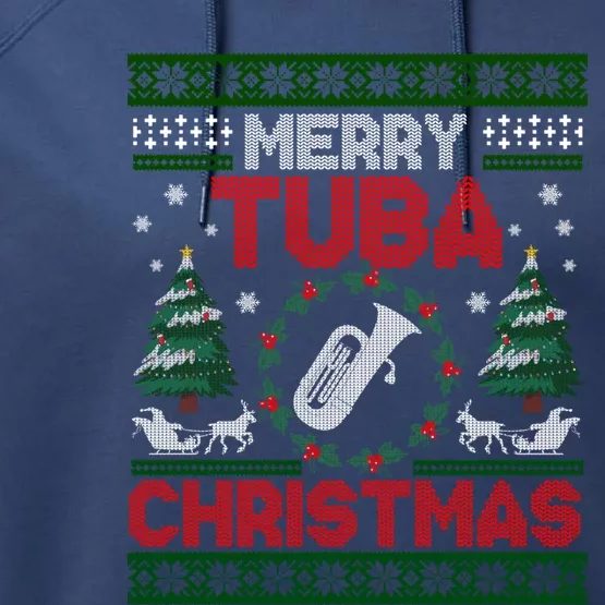 Merry Tuba Christmas Ugly Music Instrut Ugly Xmas Cute Gift Performance Fleece Hoodie