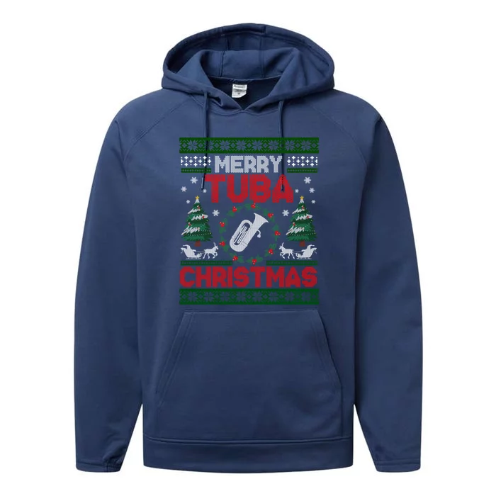 Merry Tuba Christmas Ugly Music Instrut Ugly Xmas Cute Gift Performance Fleece Hoodie