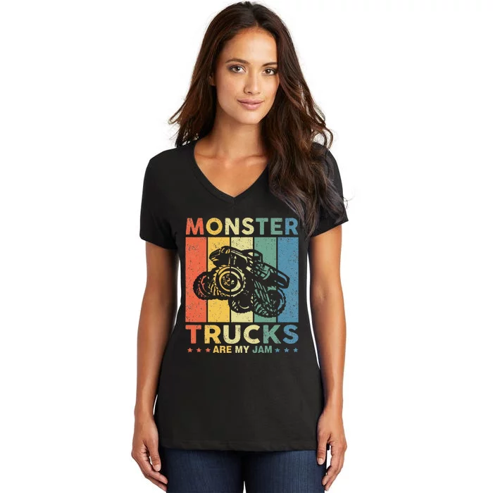 Monster Truck Car For Birthday Women's V-Neck T-Shirt