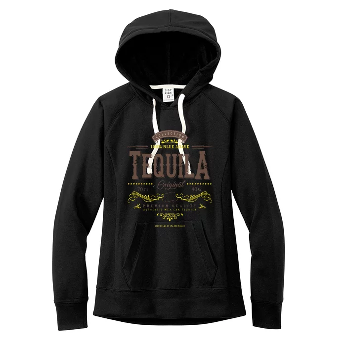 Mexican Tequila Cinco De Mayo Vintage Distressed Labell Women's Fleece Hoodie