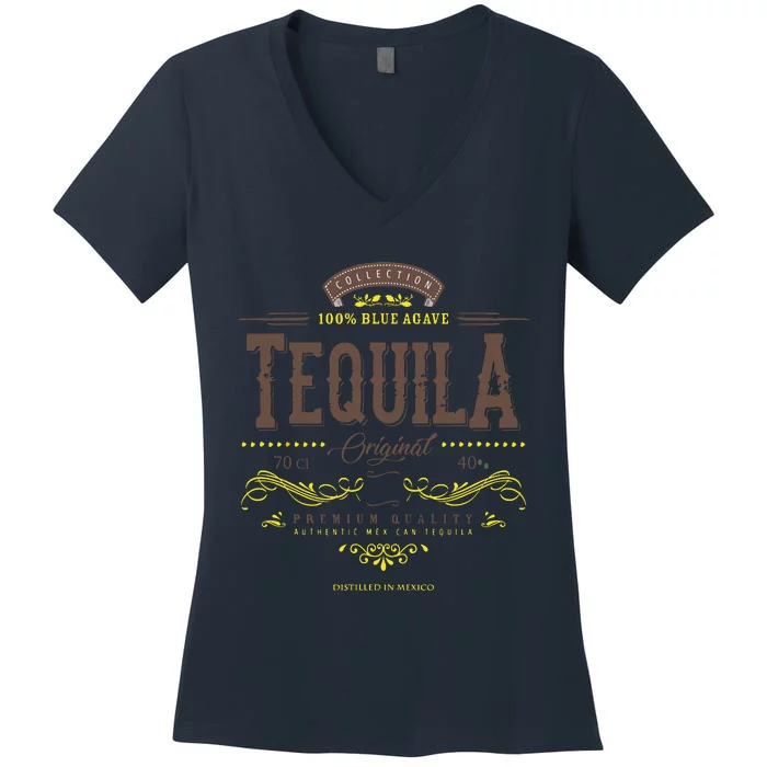 Mexican Tequila Cinco De Mayo Vintage Distressed Labell Women's V-Neck T-Shirt