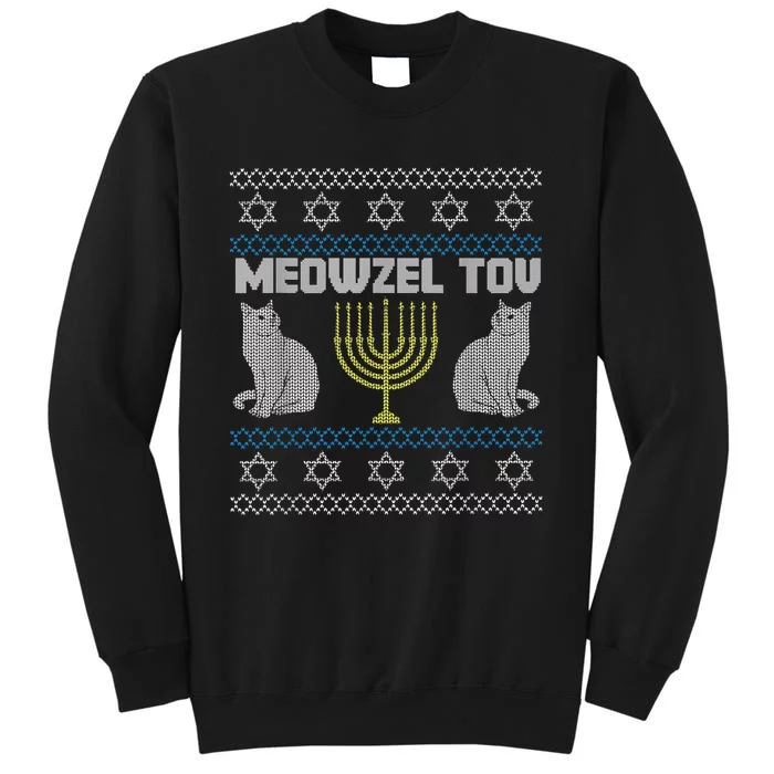 Meowzel Tov Cat Hanukkah Ugly Sweater Gifts For Cat Lovers Tall Sweatshirt