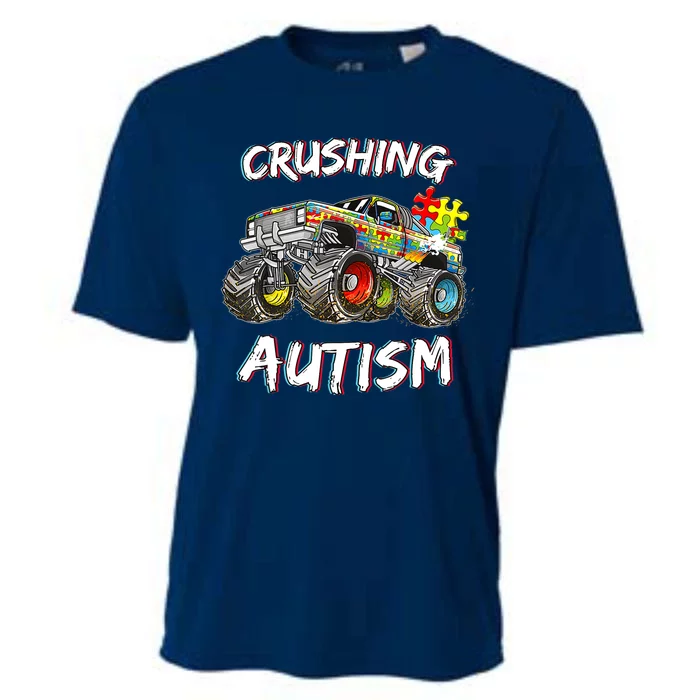 Monster Truck Crushing Austim Awareness Cooling Performance Crew T-Shirt