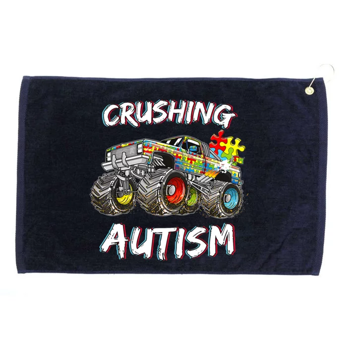 Monster Truck Crushing Austim Awareness Grommeted Golf Towel