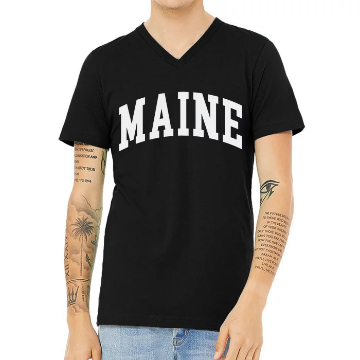 Maine Throwback Design Classic V-Neck T-Shirt