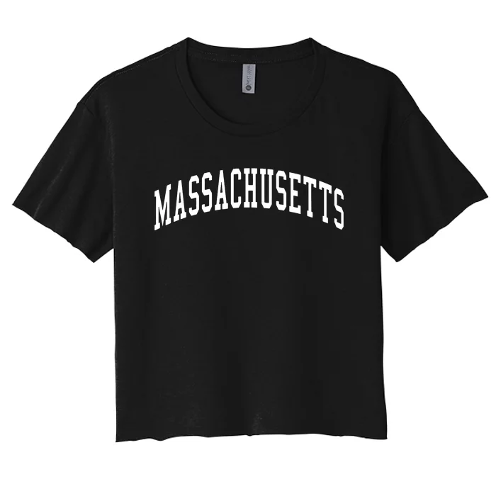 Massachusetts Throwback Design Print Classic Women's Crop Top Tee