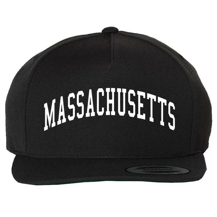 Massachusetts Throwback Design Print Classic Wool Snapback Cap