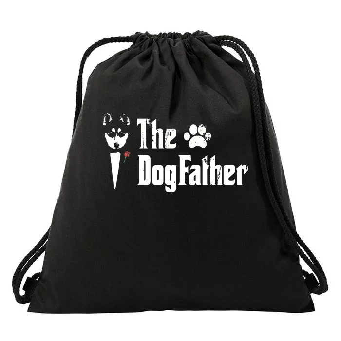 Men The Dogfather Siberian Husky Dog Dad Fathers Day Drawstring Bag