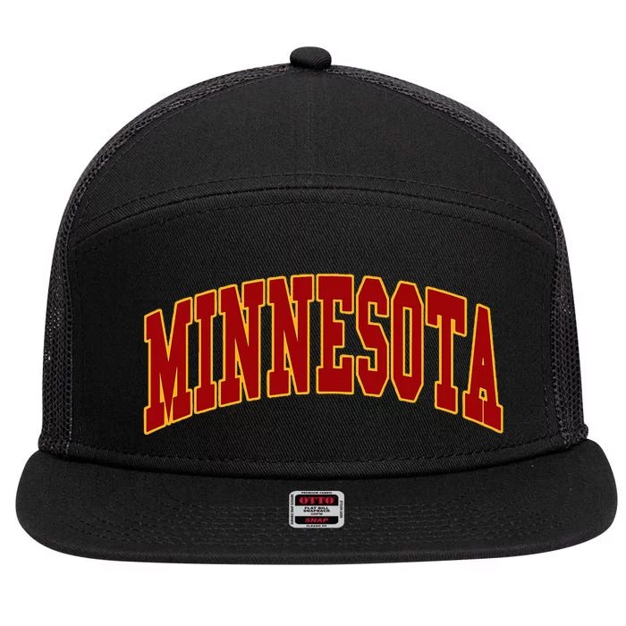 Minnesota Throwback Design Print Classic 7 Panel Mesh Trucker Snapback Hat