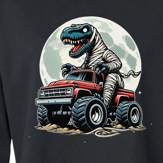 Monster Truck Dinosaur Trex Scary Dinosaur Scary Mummy Trex Cropped Pullover Crew