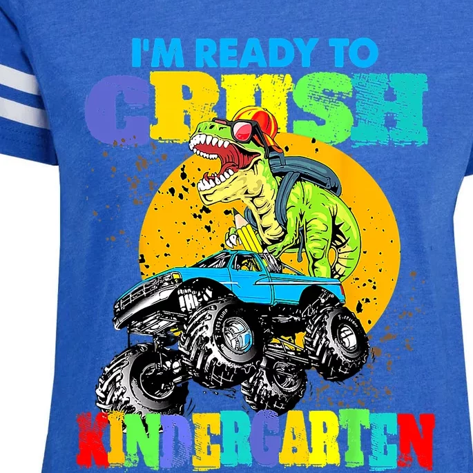 Monster Truck Dinosaur Im Ready To Crush Kindergarten Enza Ladies Jersey Football T-Shirt