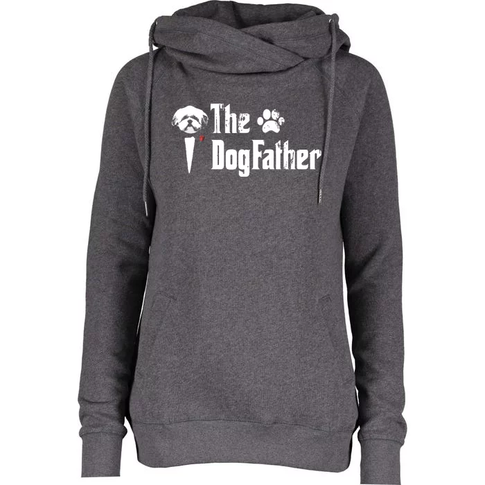 Men The Dogfather Shih Tzu Dog Dad Fathers Day Gift Womens Funnel Neck Pullover Hood