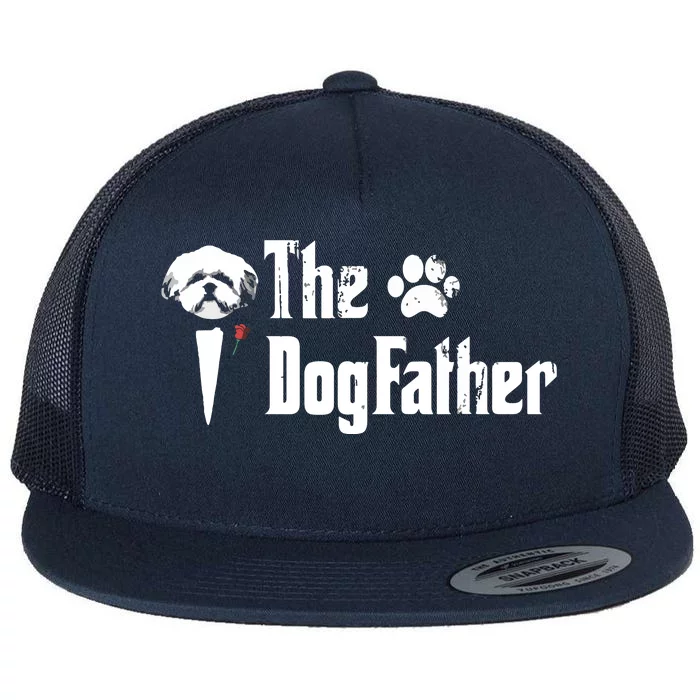 Men The Dogfather Shih Tzu Dog Dad Fathers Day Gift Flat Bill Trucker Hat