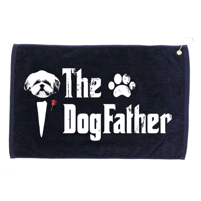 Men The Dogfather Shih Tzu Dog Dad Fathers Day Gift Grommeted Golf Towel