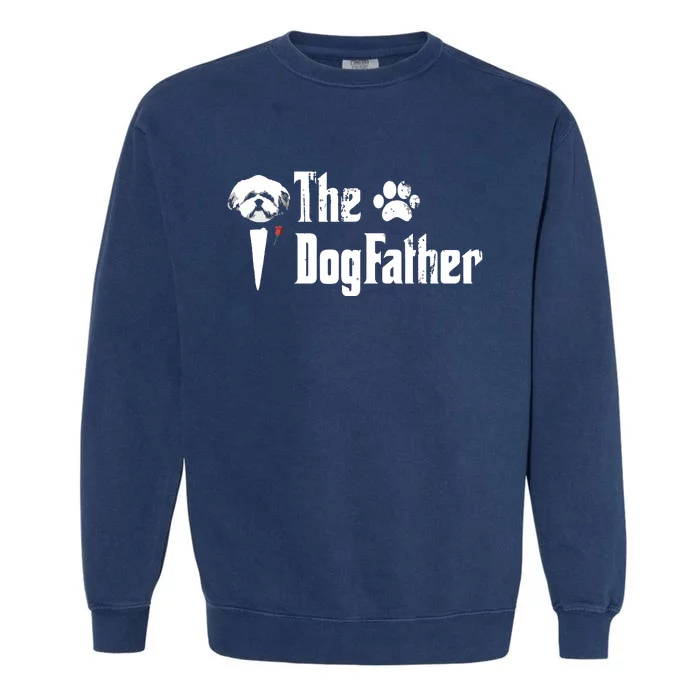 Men The Dogfather Shih Tzu Dog Dad Fathers Day Gift Garment-Dyed Sweatshirt