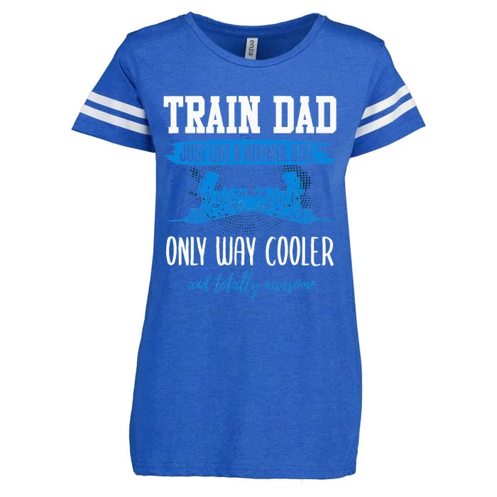 Model Train Dad Funny Father Model Railroad Enza Ladies Jersey Football T-Shirt