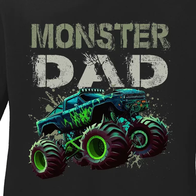 Monster Truck Dad Family Matching Monster Truck Lovers Ladies Long Sleeve Shirt