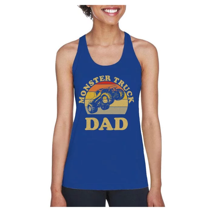 Monster Truck Dad Gift Retro Vintage Monster Truck Meaningful Gift Women's Racerback Tank