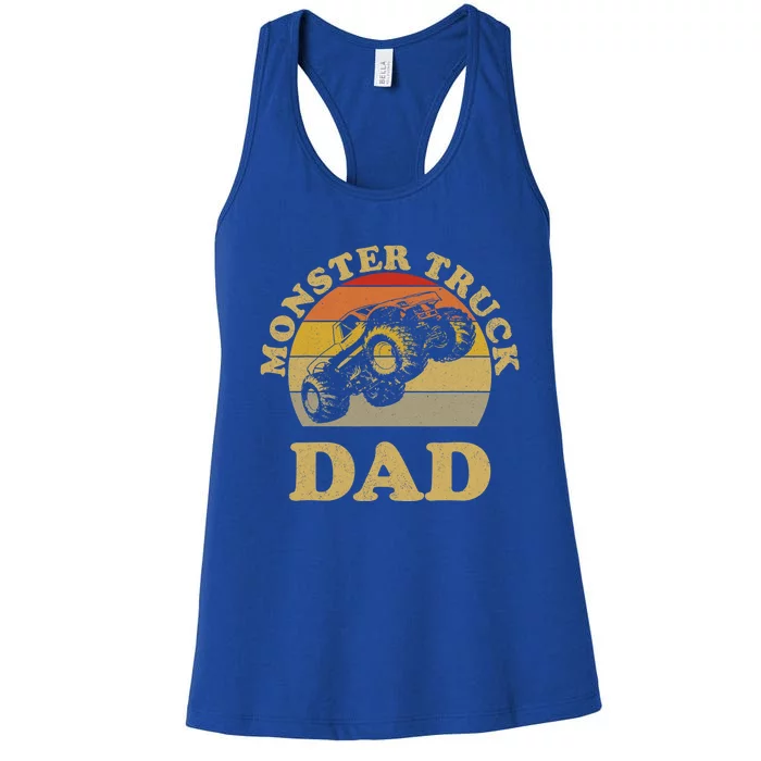 Monster Truck Dad Gift Retro Vintage Monster Truck Meaningful Gift Women's Racerback Tank