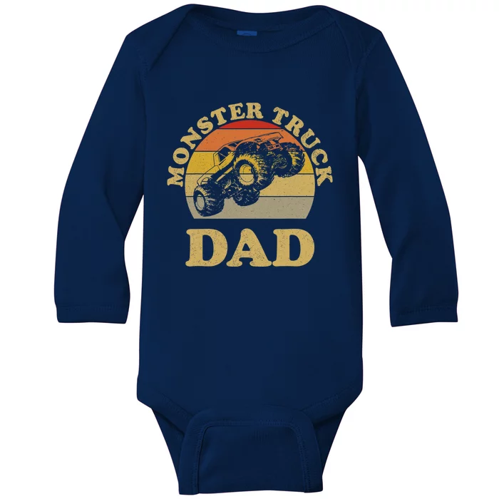 Monster Truck Dad Gift Retro Vintage Monster Truck Meaningful Gift Baby Long Sleeve Bodysuit