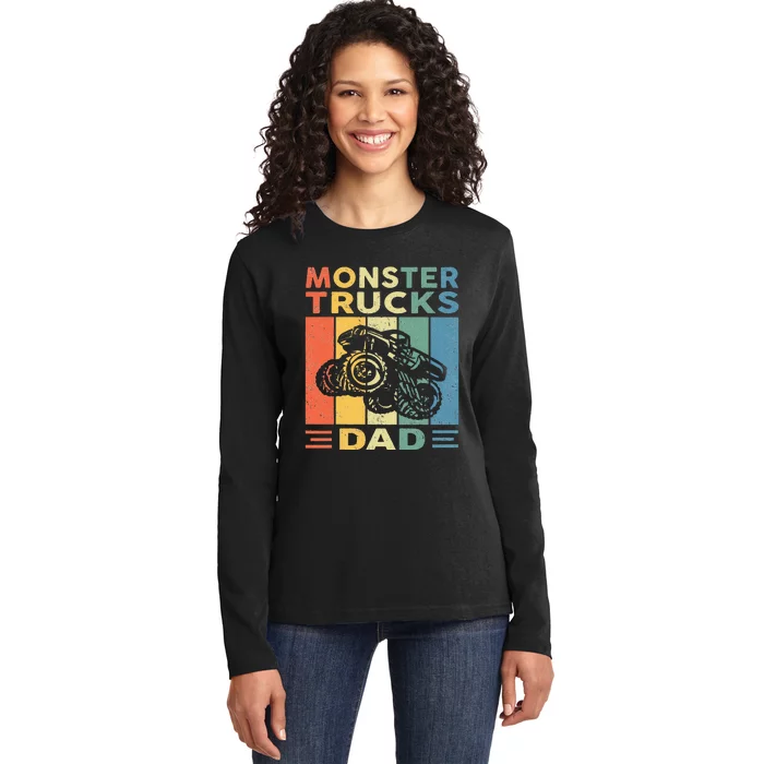 Monster Truck Dad Retro Vintage Monster Truck Ladies Long Sleeve Shirt