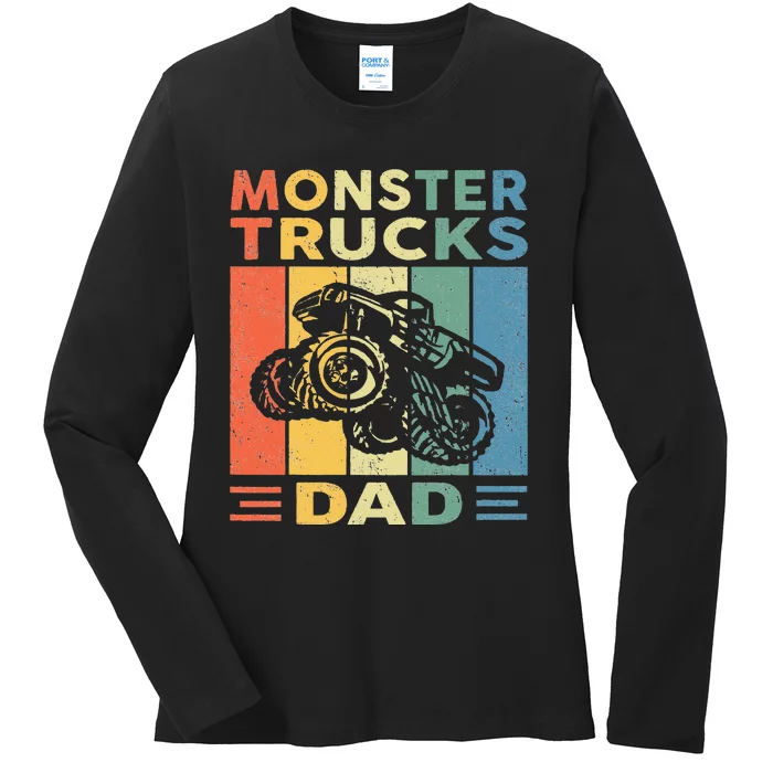 Monster Truck Dad Retro Vintage Monster Truck Ladies Long Sleeve Shirt