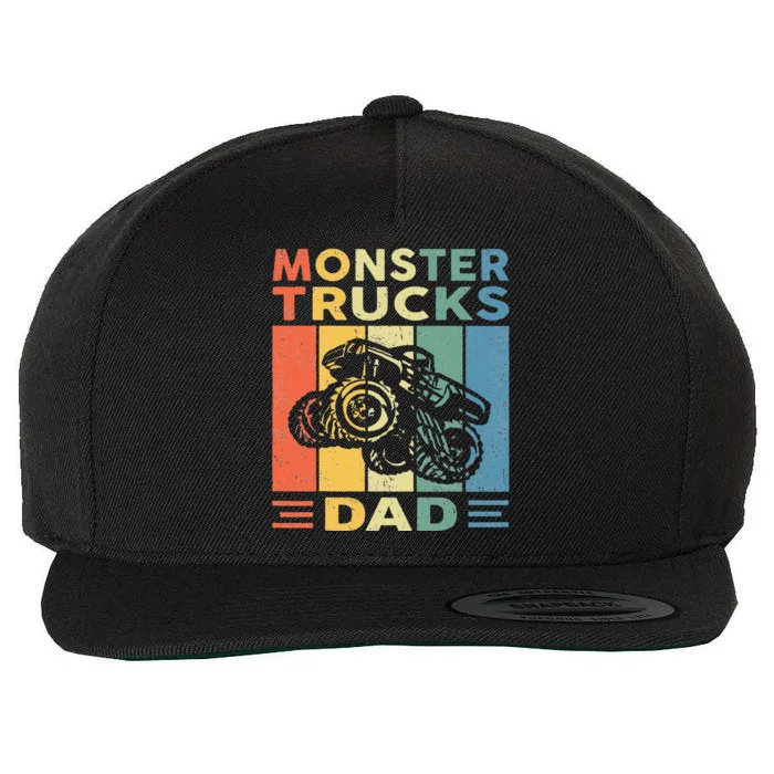 Monster Truck Dad Retro Vintage Monster Truck Wool Snapback Cap