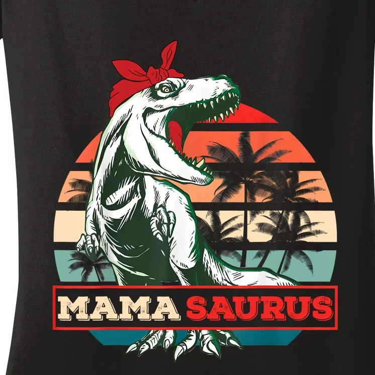 MAMASAURUS TRex Dinosaur MAMA SAURUS Family Mother's Day Women's V-Neck T-Shirt