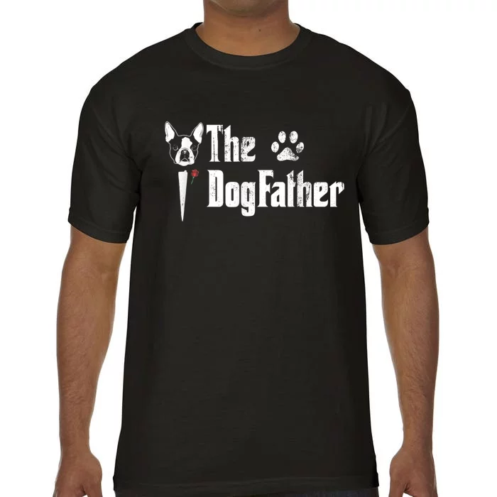 Men The Dogfather Boston Terrier Dog Dad Fathers Day Comfort Colors T-Shirt