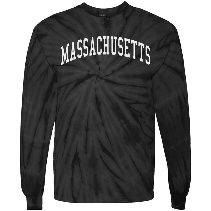 Massachusetts Throwback Design Print Classic Tie-Dye Long Sleeve Shirt