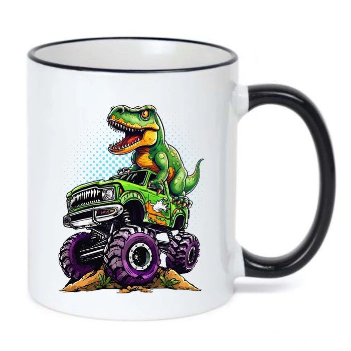 Monster Truck Dinosaur Trex Birthday Boy Black Color Changing Mug